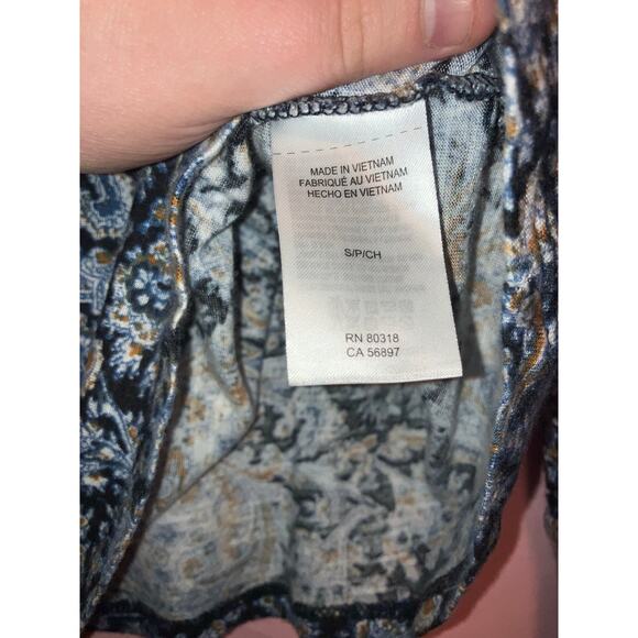 Lucky Brand Blue Paisley Long Sleeve Boho Blouse Size Small - Picture 5 of 7